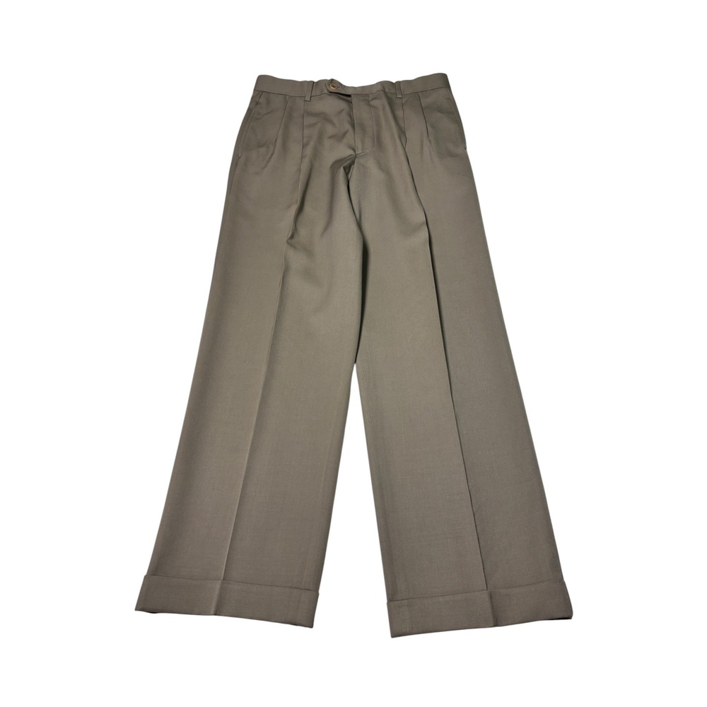 Brooks Brothers 100% Wool Pleated Cuffed Dress Pants Taupe Mens W33 L30 Canada